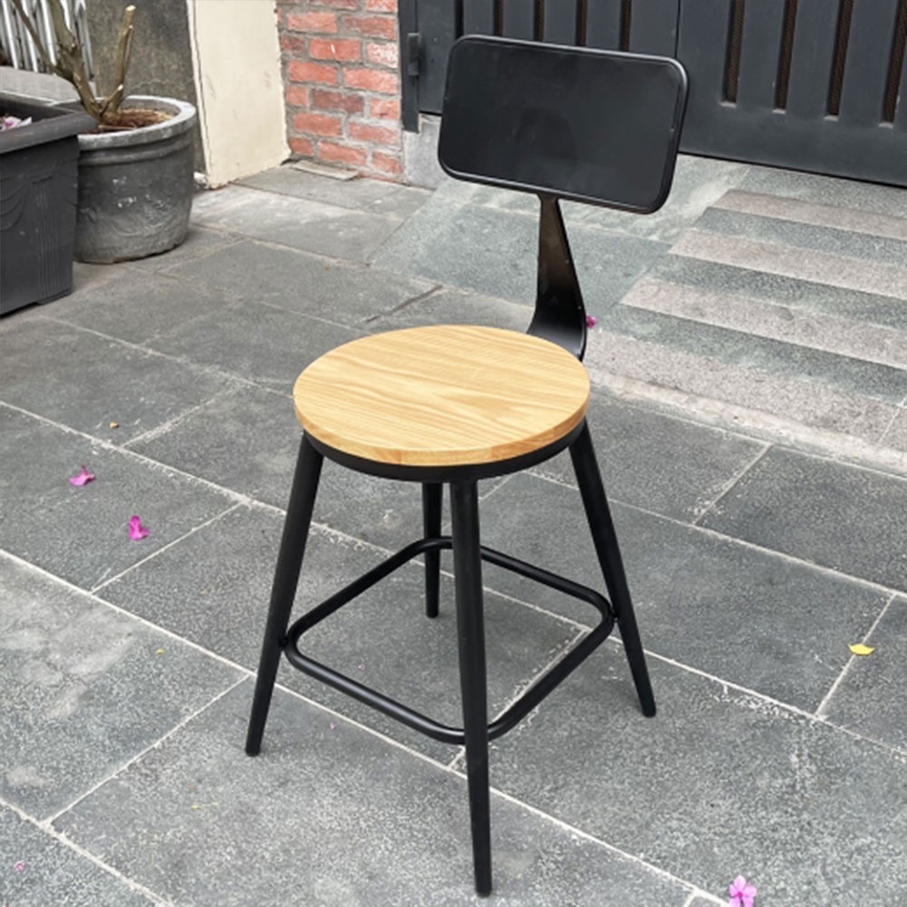 Ghế café thư giãn ngồi ban công, sân vườn IBIE A lưng tựa, chân sắt sơn tĩnh điện, tùy chọn màu sắc, mặt ghế