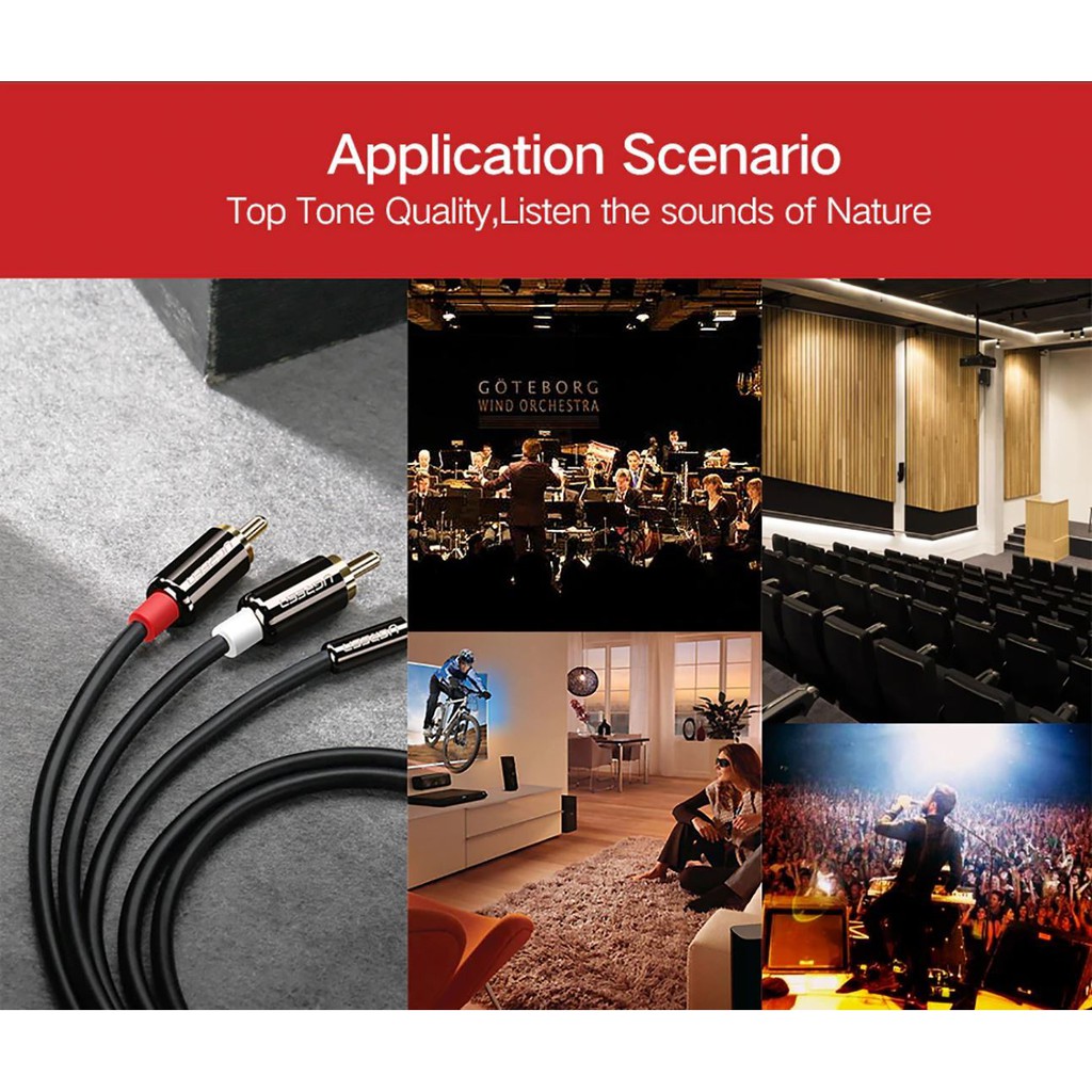 Cáp Audio 3.5mm Male To 2RCA Male Cao Cấp UGREEN