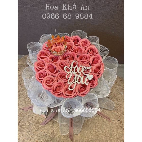 [Kèm túi,thiệp,chữ] Bó hoa sáp 30bông (hoa sáp 4 lớp cao cấp). Ship hoả tốc HN