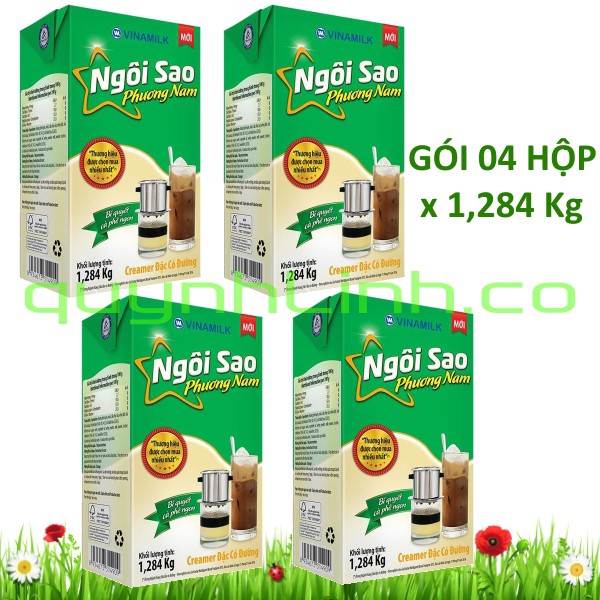 Bốn hộp Sữa đặc Ngôi Sao Phương Nam xanh lá 1284gram