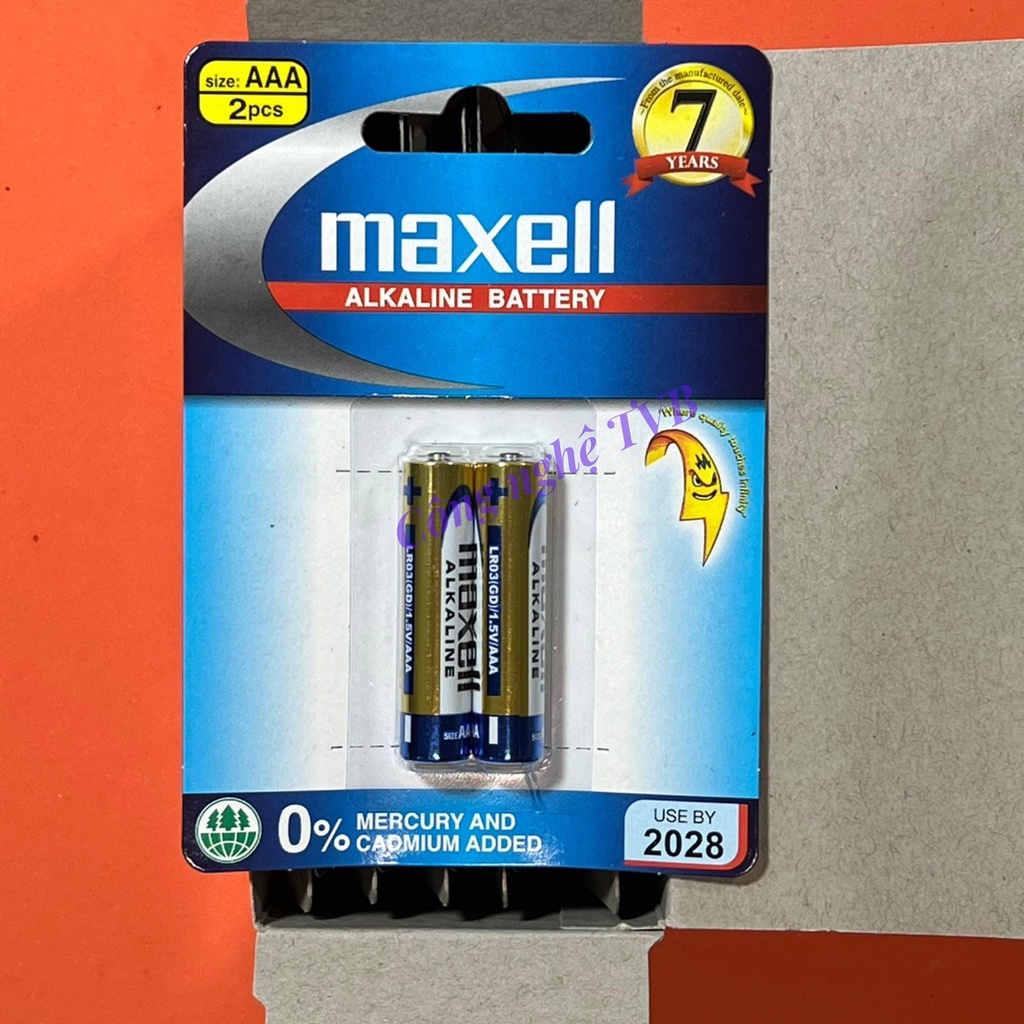Pin Maxell AAA alkanine LR03 /2B vỉ 2 viên chính hãng