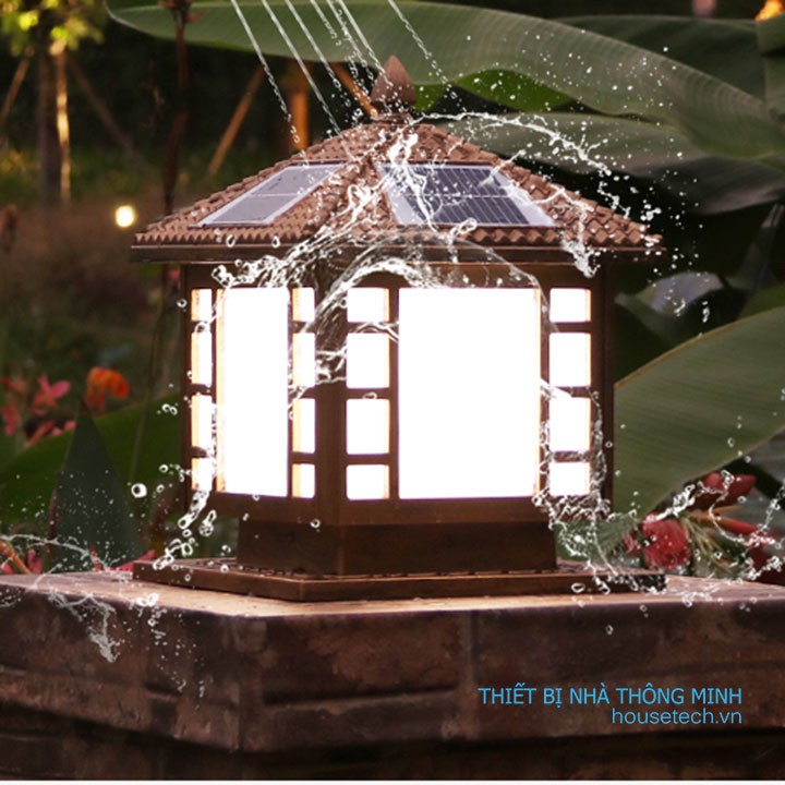 Đèn trụ cổng năng lượng mặt trời HT757 25x25x33cm - [HTVN]
