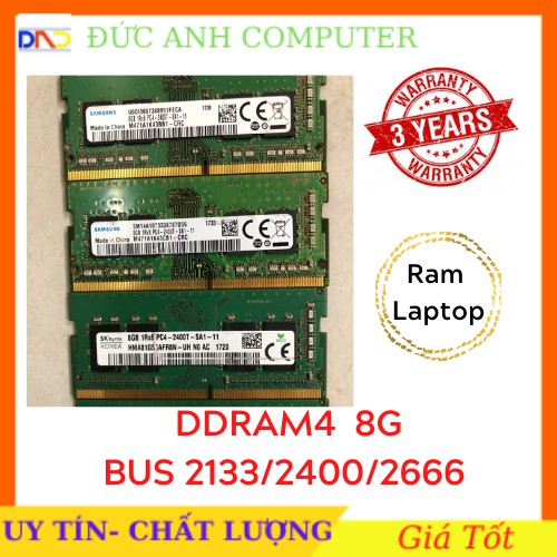 Ram DDR4 Laptop 8gb bus 2400/2666 , ram zin máy đồng bộ siêu bên và ổn định, bảo hành 3 năm, 1 Đổi 1
