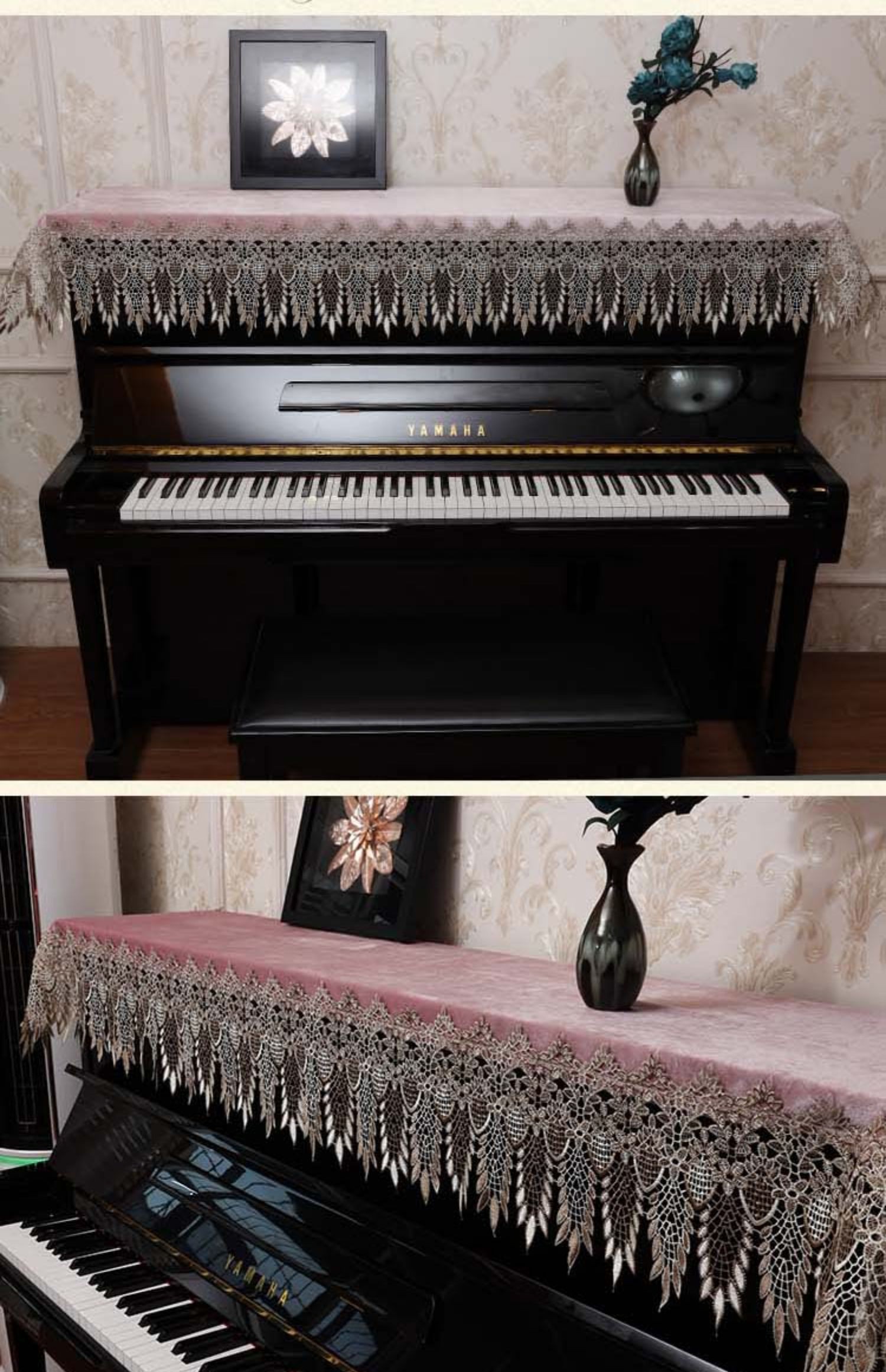 Khăn trùm phủ đàn piano thiết kế sang trọng cổ điển phong cách châu Âu