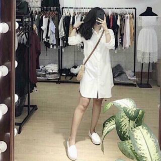 Áo sơ mi form dài giấu quần