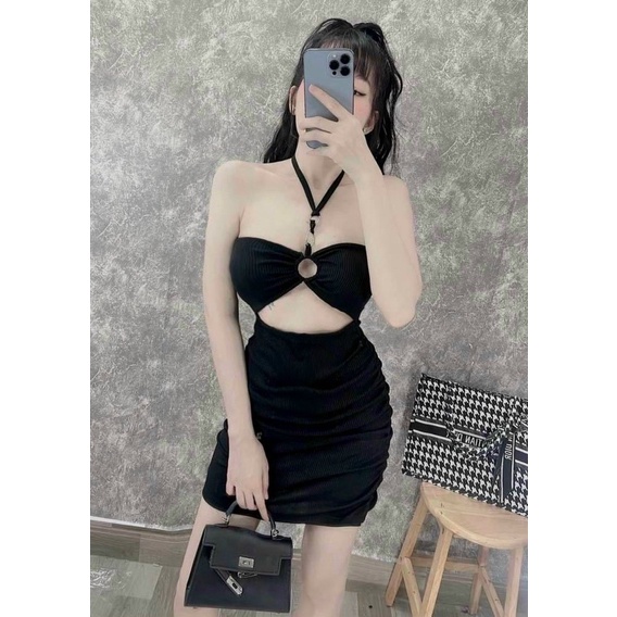 Đầm cổ yếm khoét ngực nhiều màu ☘️☘️☘️LY alohashop91