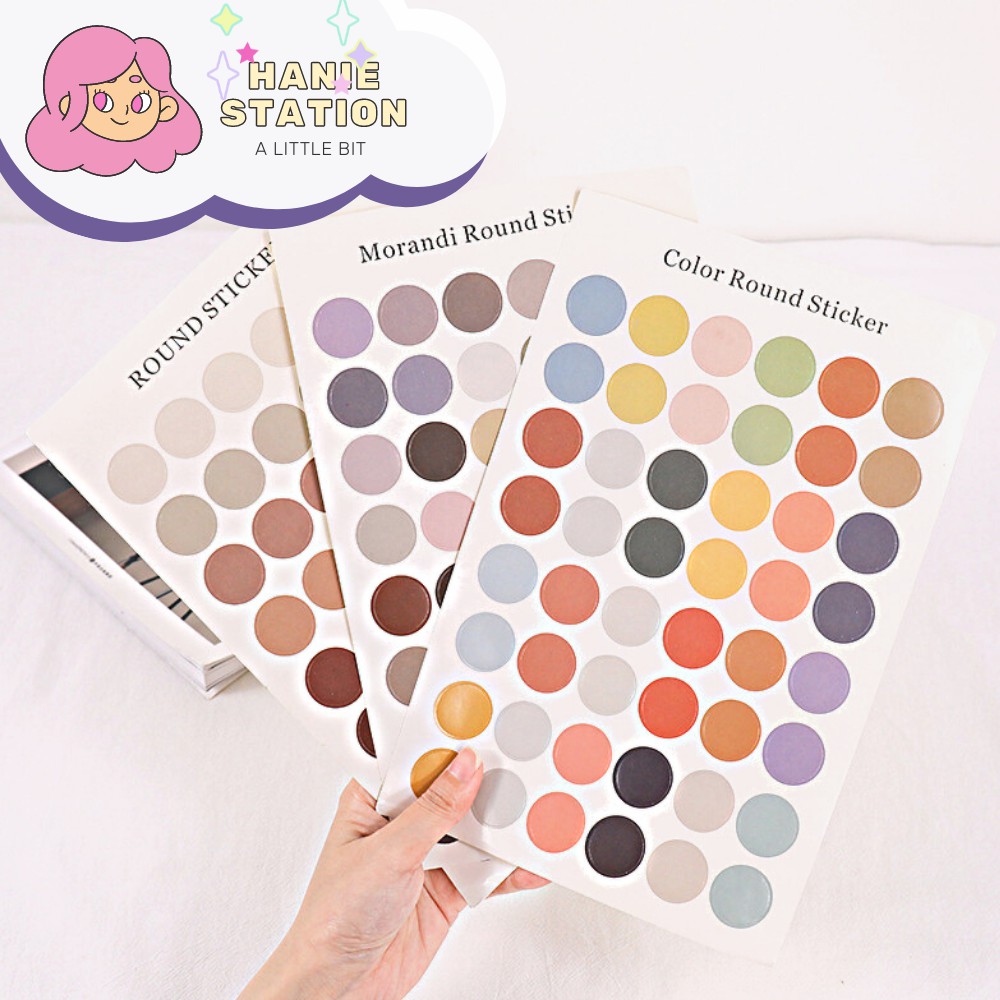 Hanie Miếng Sticker Tấm Sticker Hình Tròn Mặt Cười Dùng Trang Trí Sổ Trang Trí Ảnh Tường