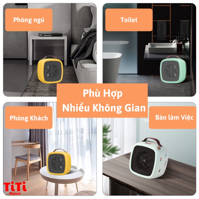 Máy quạt sưởi ấm mini đa năng tiết kiệm điện thông minh cao cấp nhỏ gọn 500W để bàn dành cho văn phòng TiTi