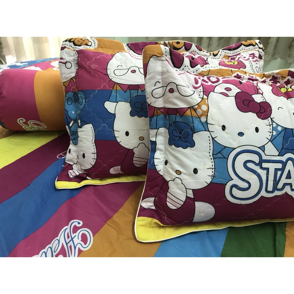 Bộ Chăn Ga Gối Cotton Poly Hello Kitty 1m8x2mx10cm nhiều mẫu