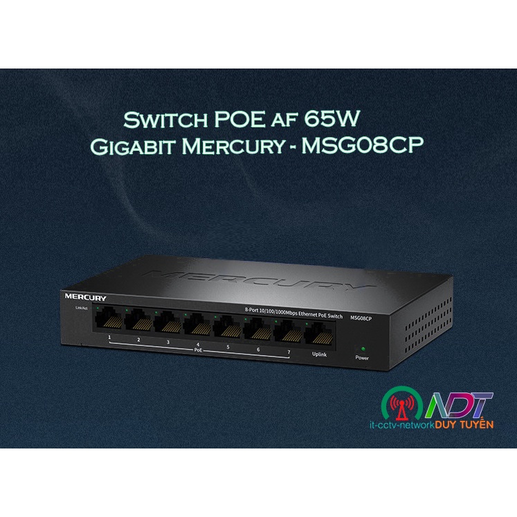 ✅ Switch POE af 65W - Gigabit Mercury  MSG08CP / Fast FSG08CP 8 Cổng Vỏ Thép - Chia Mạng Lan , poe  wifi , camera