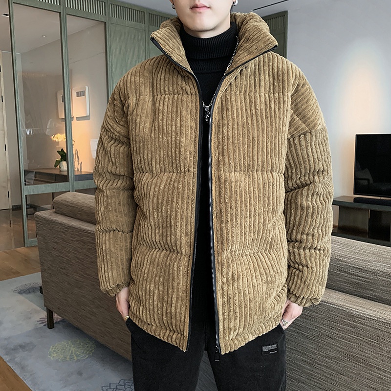 Áo Khoác Nam Đệm Cotton Dày Dặn Dáng Rộng Cổ Đứng Phong Cách Hàn Quốc Thời Trang Mùa Đông TF2
