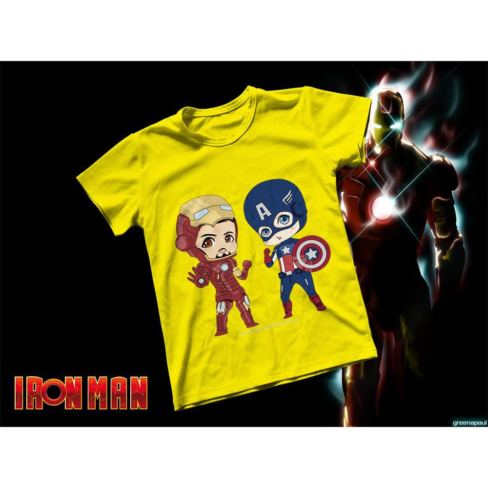 Áo thun Cotton Unisex - Movie - Iron Man - Iron man và Captain America