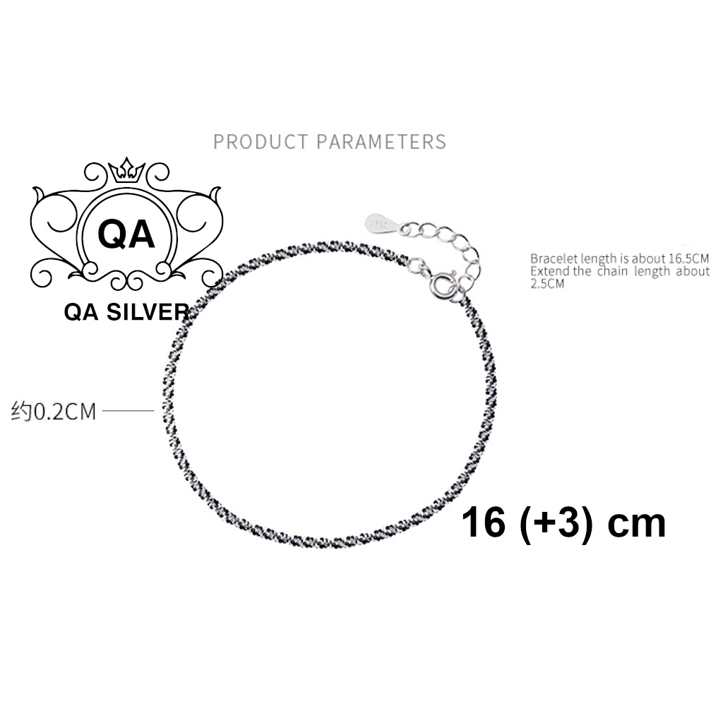 Vòng tay bạc 925 xù lắc nữ sequin kim tuyến S925 TWIST Silver Bracelet QA SILVER BR190702