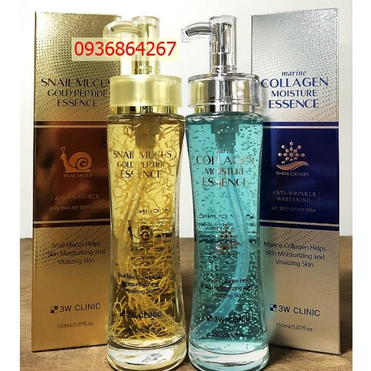 Tinh chất dưỡng trắng da chống lão hóa 3W CLINIC Snail Mucus Gold Peptide Essence 150ml