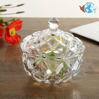 TẾT-Thố đựng mứt thủy tinh pha le hình caro cao cấp