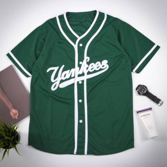 Áo Bóng Chày Màu Xanh Lá Cây Yankees Trẻ Trung Năng Động