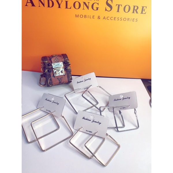 bông tai hình học tam giác ,hình thoi, vuông , khuyên tai cá tính phong cách hàn quôc