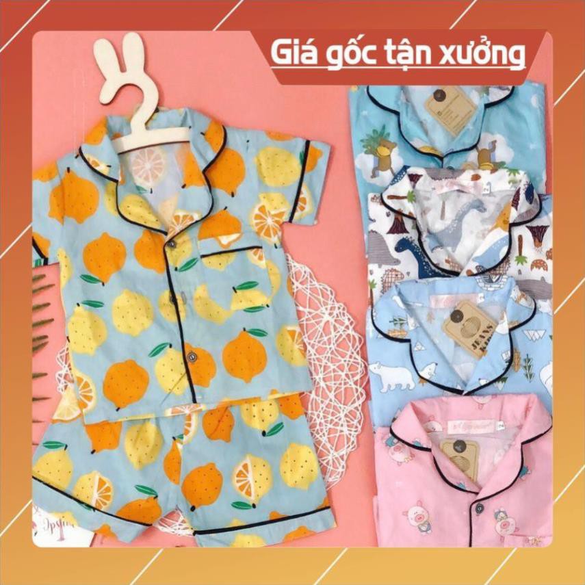 Quần áo trẻ em,đồ bộ em bé - Pijama thô lụa viền ren in hình cho bé gái từ 8 đến 18kg