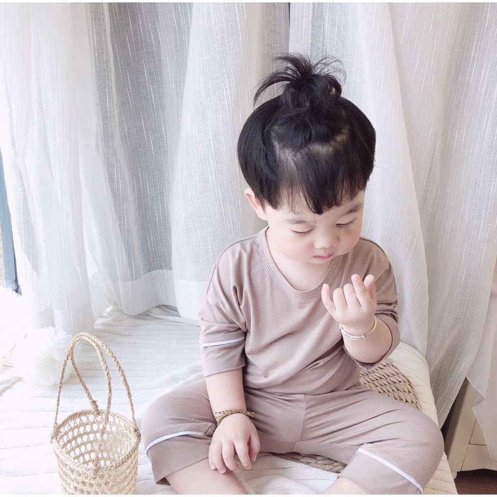 Bộ Quần Áo Trẻ Em Minky Mom Lửng Bo Viền Tay Chân Nhiều Màu Cho Bé Chất Thun Lạnh Siêu Mềm Mịn Mát