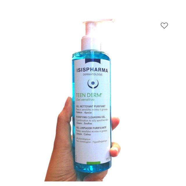 Gel rửa mặt giảm nhờn ngừa mụn cho da nhạy cảm ISIS Pharma Teen Derm Gel Sensitive