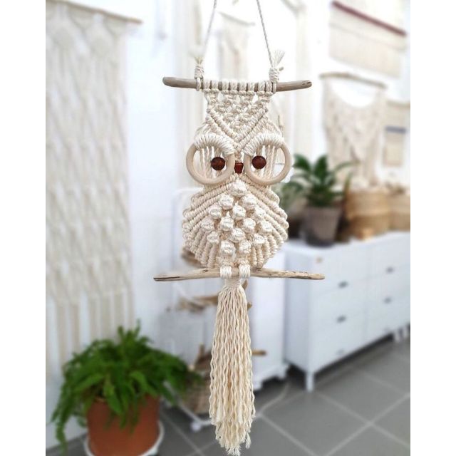 Cú mèo macrame cú trang trí cú treo tường
