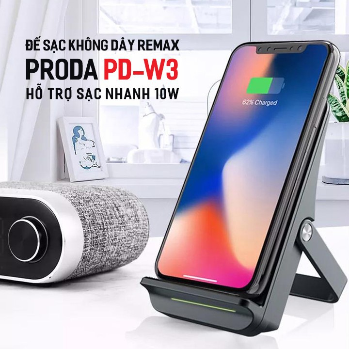 Đế Sạc Không Dây Remax Proda PD-W3 / Remax W3 / Remax PD W3 / Remax Proda W3 Hỗ Trợ Sạc Nhanh 10W