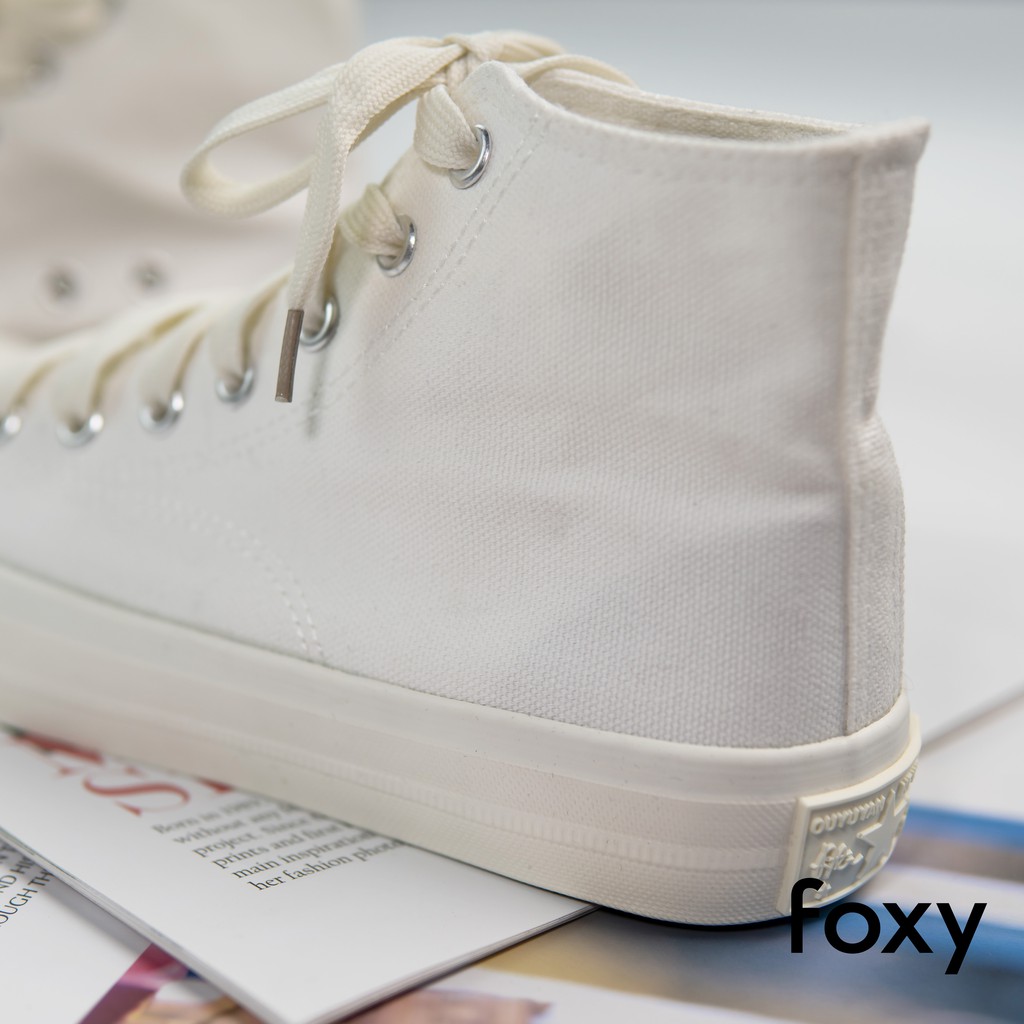 Giày Sneaker Nữ FOXY Dáng CV Cao Cổ Màu Trắng Be Basic - FOX022 | BigBuy360 - bigbuy360.vn