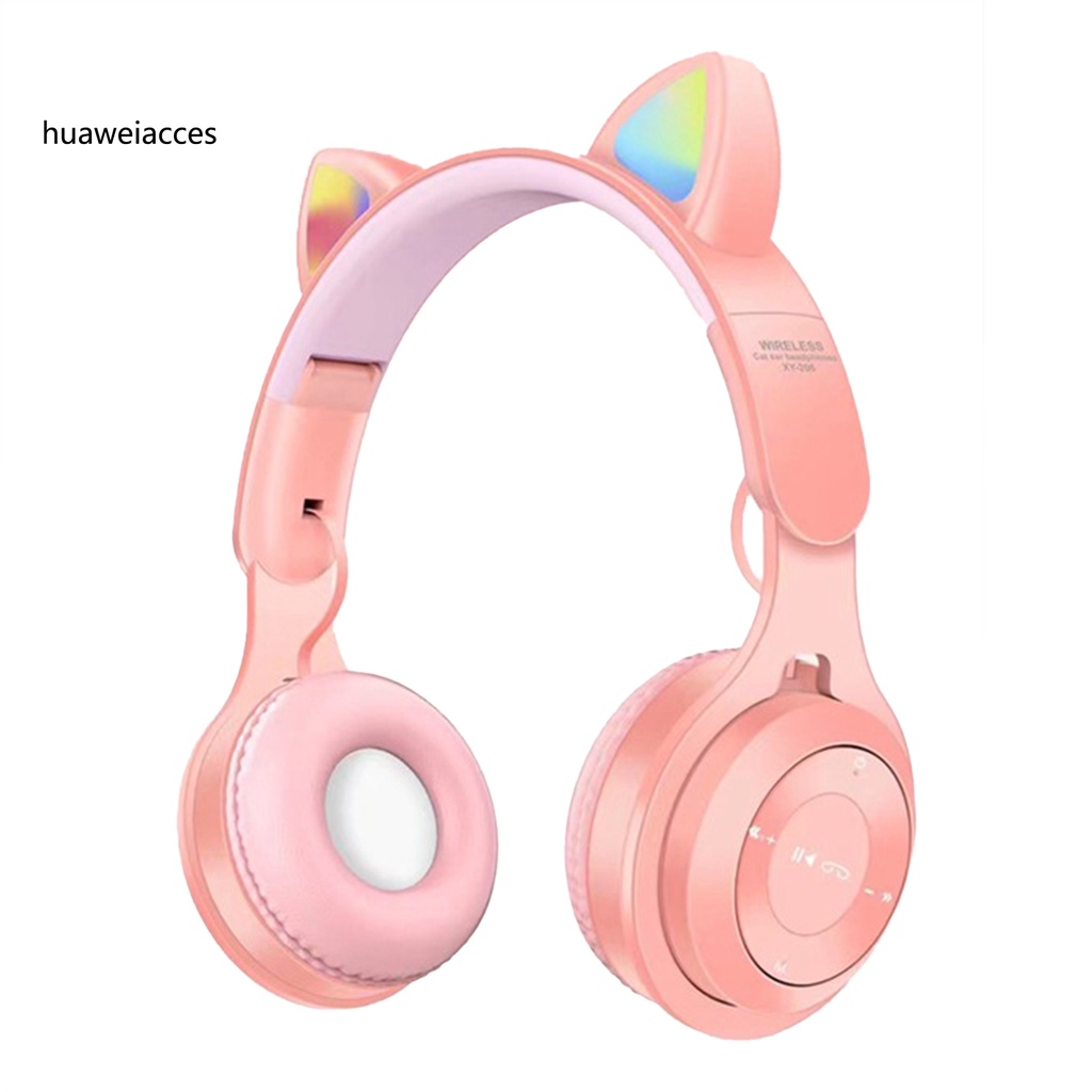HUA-XY-206 Bluetooth 5.0 Headphone Luminous Cute Cat Ear Shape Wireless Gaming Headset for Mobile Phone