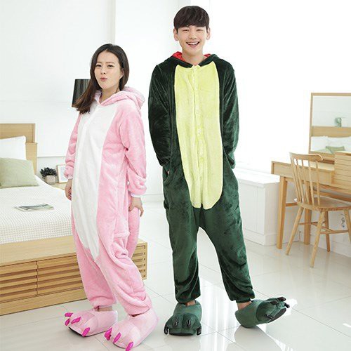 Bộ Đồ Thú Khủng Long Xanh Cho Người Lớn, Bộ Đồ Khủng Long Hồng Cho Nam Và Nữ Chất Mềm Mịn