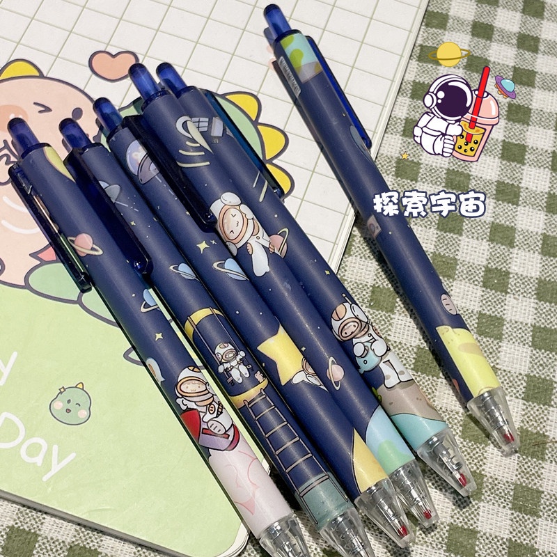 Set 6 Bút Bi Mực Đen Ngòi 0.5Mm Hình Phi Hành Gia