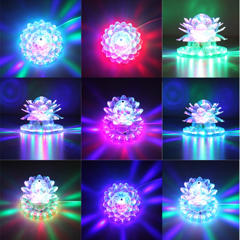 Đèn led Sân Khấu Hình Hoa Sen Pha Lê Xoay Tự Động Có Phích Cắm Di Động Trang Trí Tiệc Cưới / Giáng Sinh