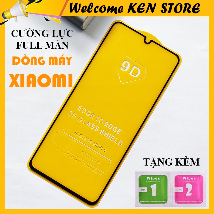 Kính Cường Lực XIAOMI 9D Full Màn Hình - Miếng Dán Màn Hình Điện Thoại Full Viền Đen Cao Cấp