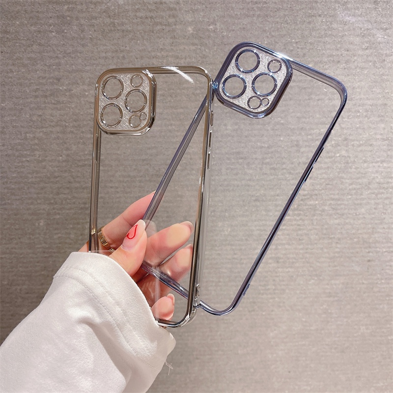 Ốp Điện Thoại Mềm Trong Suốt Lấp Lánh Chống Sốc Bảo Vệ Lens Cho iPhone 14 13 12 11 Pro Max XS XR X 8 7 Plus + SE 2020