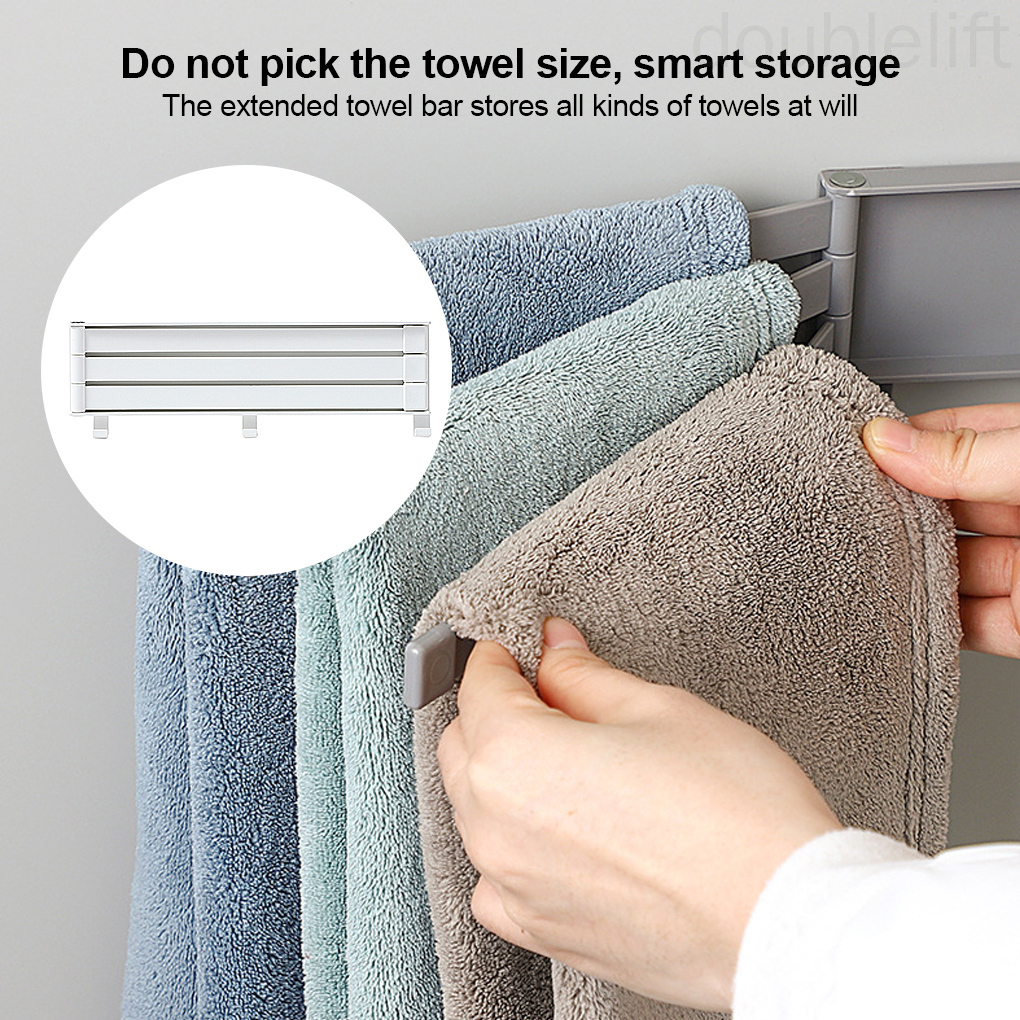 Towel Storage Rack Plastic Wall Mounted Bathroom Towel Holder 180 Degrees Adjustable Organizer doublelift store