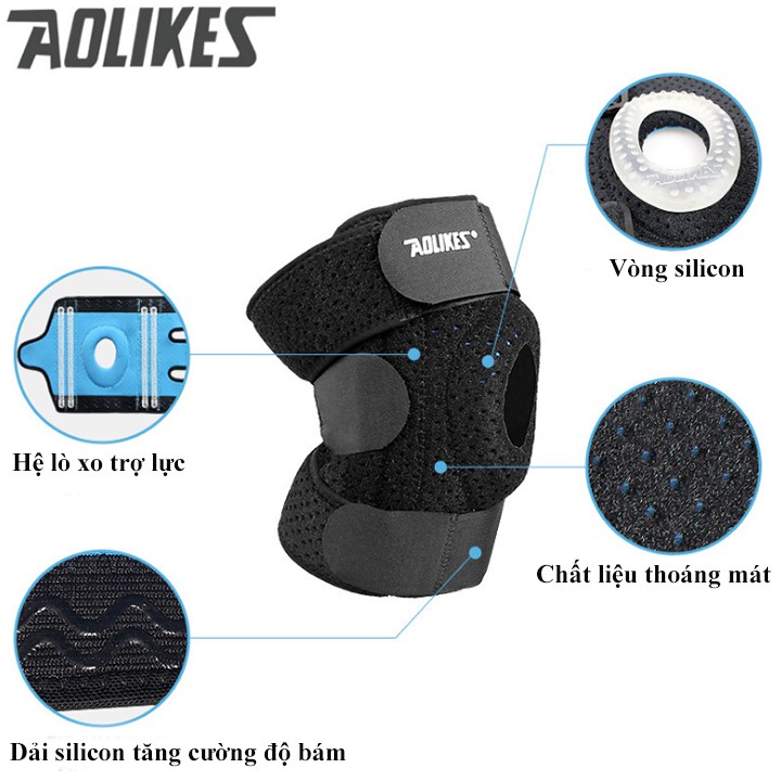 Đai hổ trợ khớp gối có lò xo trợ lực Aolikes A7915 ( 1 đai)