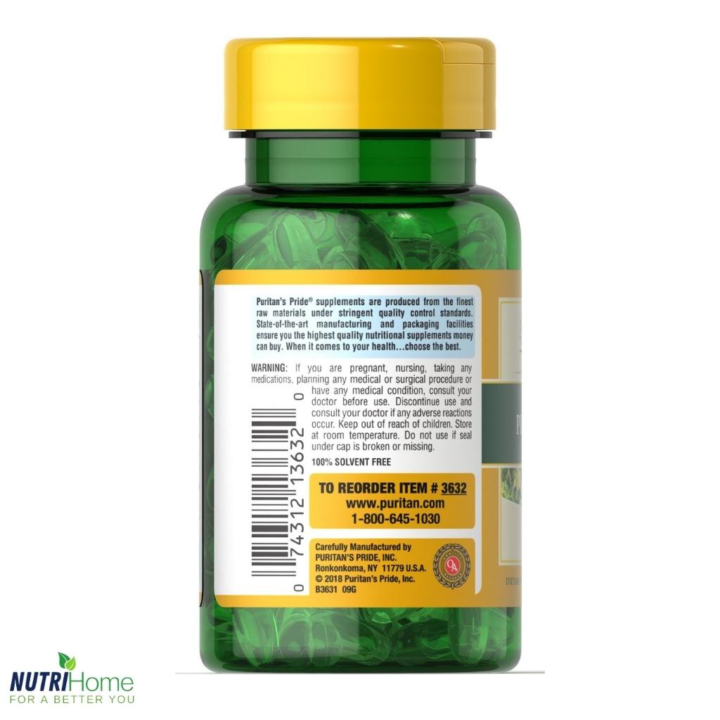 Viên uống dầu anh thảo Evening Primrose Oil 500mg Puritan’s Pride điều hòa nội tiết tố nữ, đẹp da (Nutri Home)(100 viên)