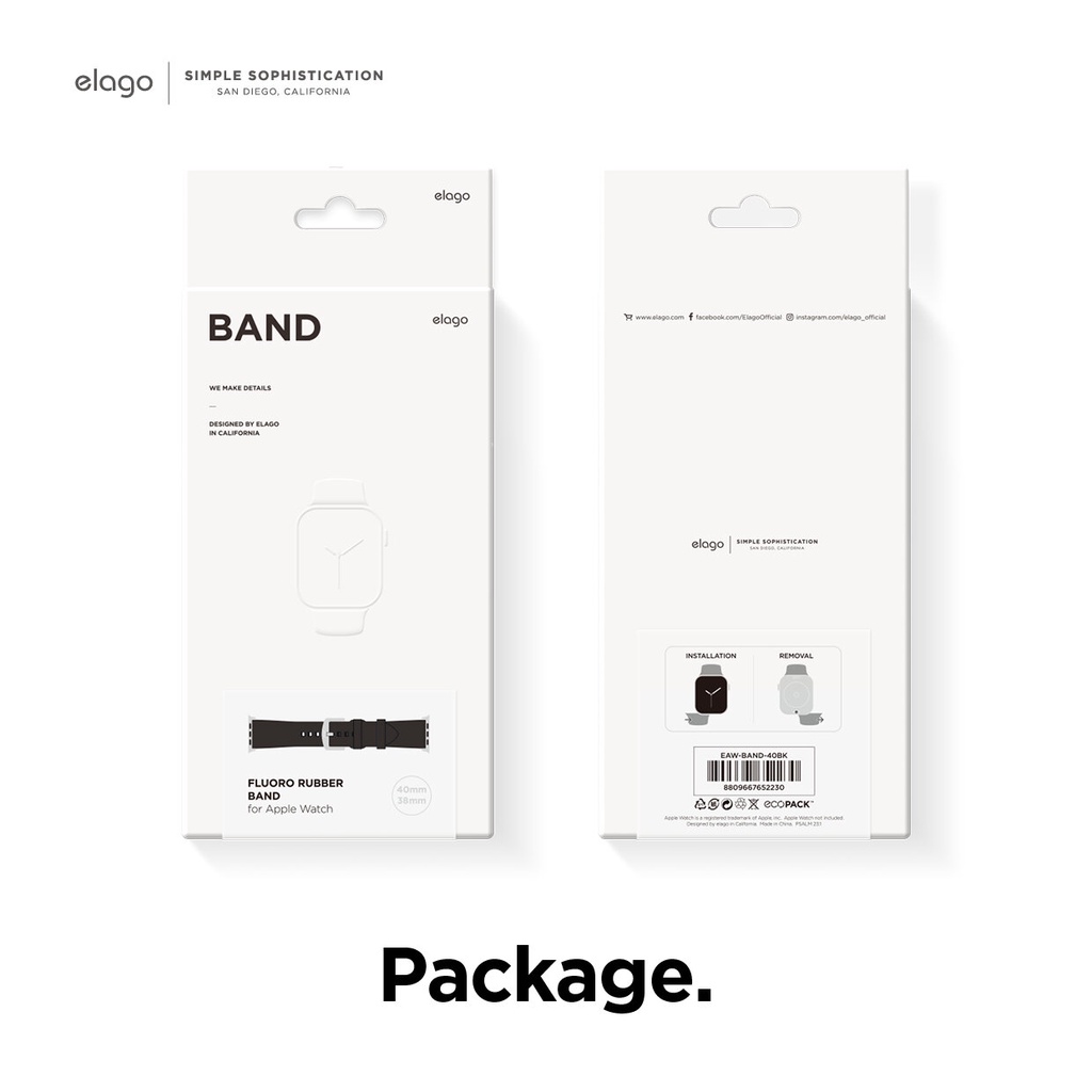 [HÀNG CHÍNH HÃNG] Dây đeo Apple Watch Elago Band màu Đen đủ size 38/40/41 42/44/45mm new 2022