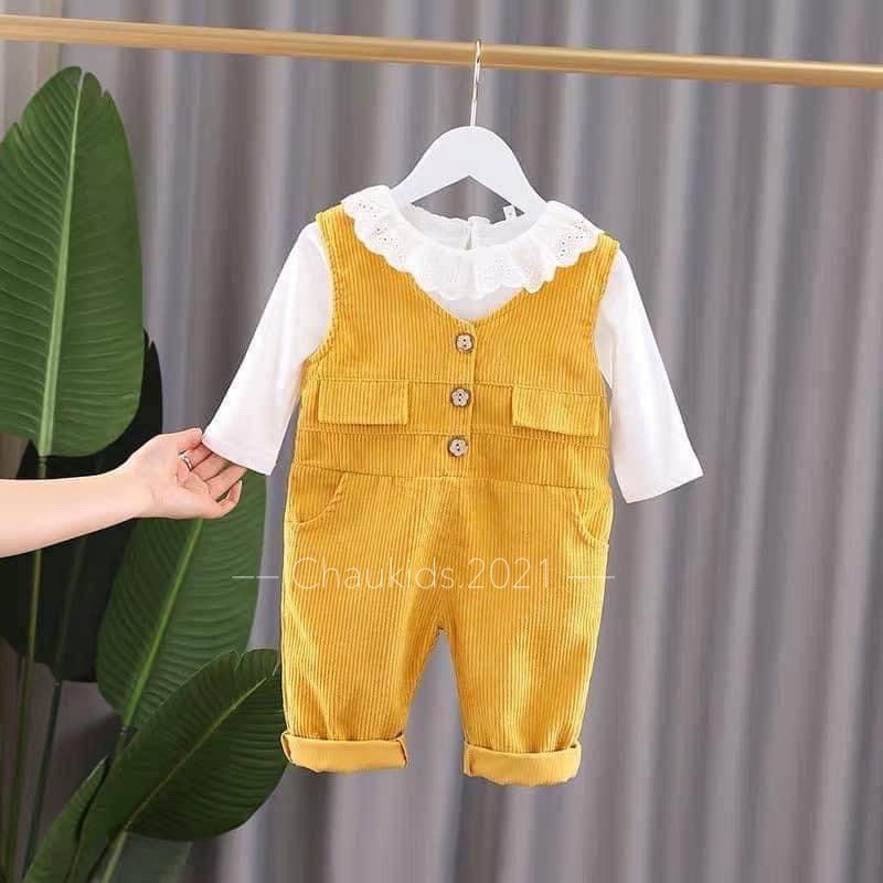 (HÀNG CAO CẤP) SÉT YẾM nhung kèm áo kiểu cotton rời cho bé