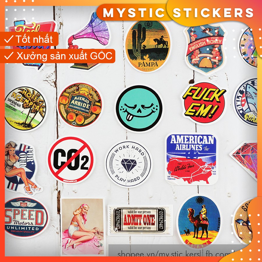 [SET TỔNG HỢP #2] 100 Sticker chống nước/ trang trí, set mix ,dán xe laptop mũ bảo hiểm vali...