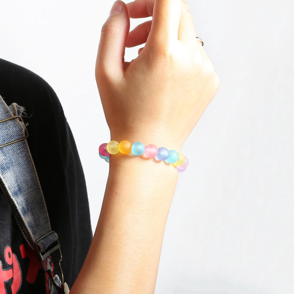 Hạt xâu chuỗi bằng nhựa acrylic hình tròn nhám trong suốt nhiều màu 4mm 6mm 8mm 10mm