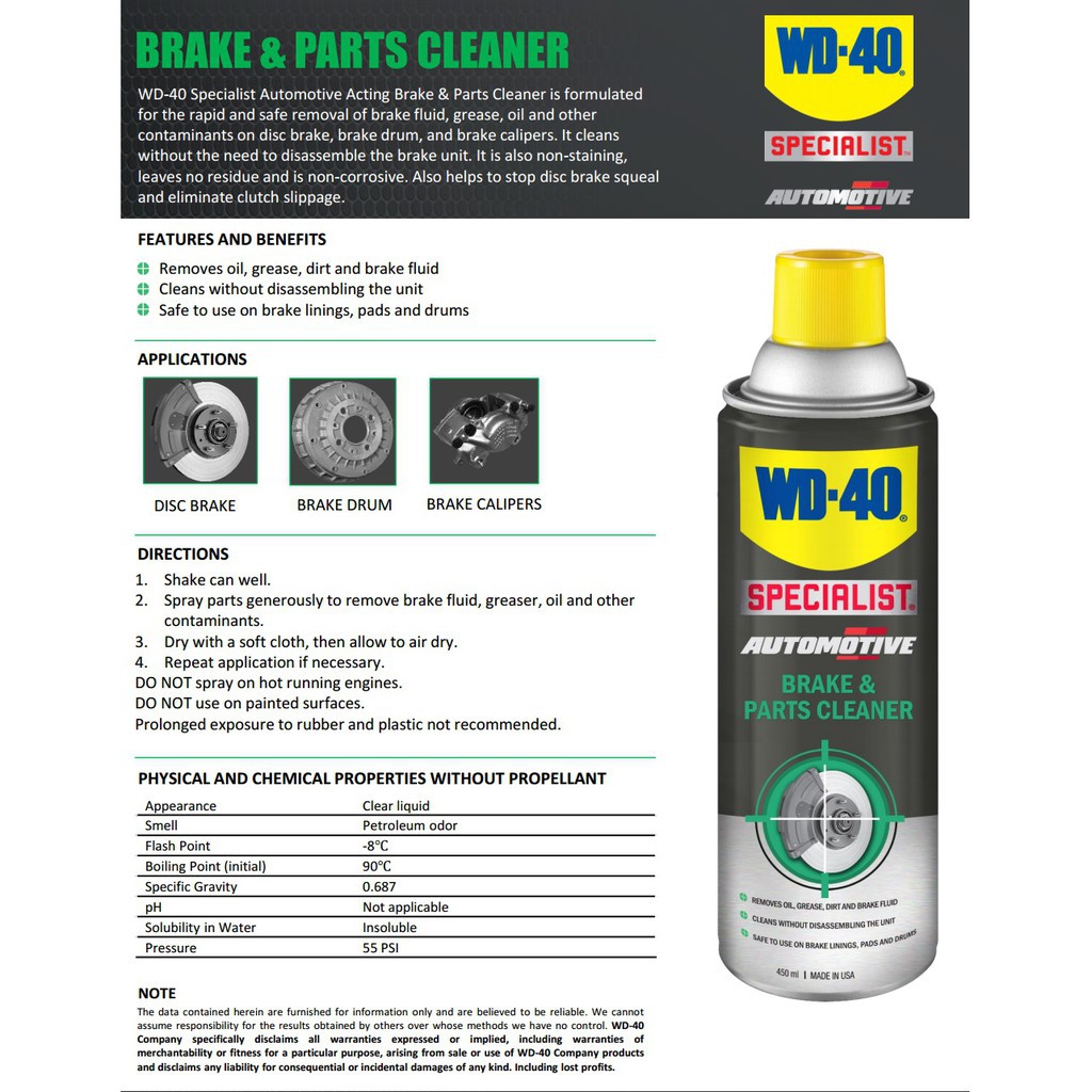 [ THÔNG DỤNG] Chai Làm Sạch Cụm Thắng/Phanh Brake &amp; Parts Cleaner (450ml)