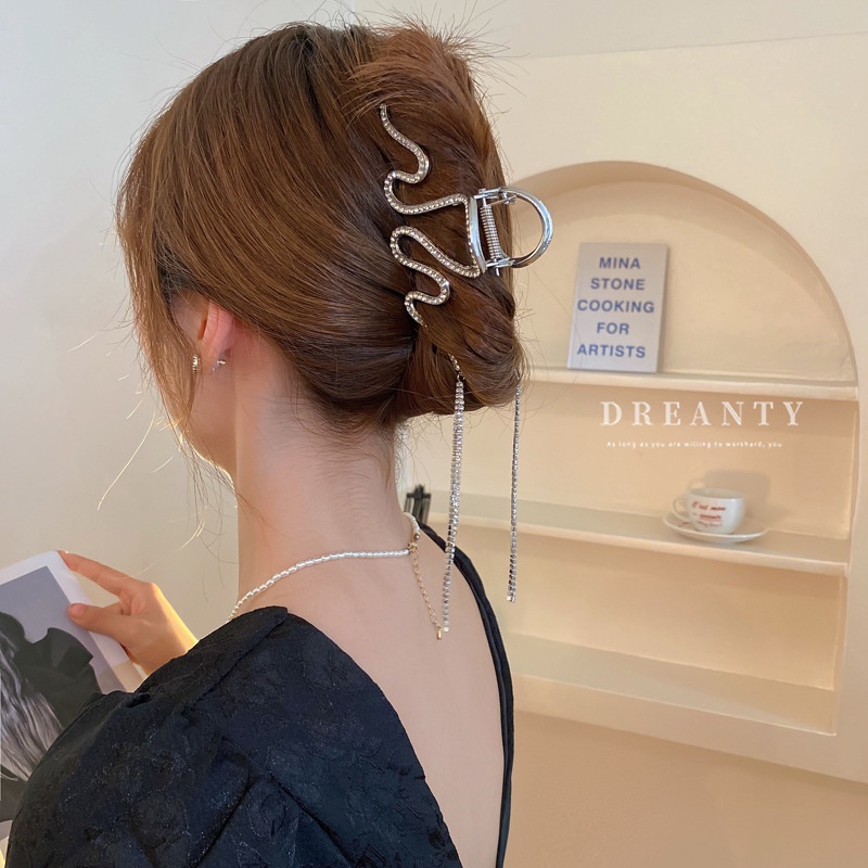 Kẹp Tóc Đính Đá Tua Rua Phong Cách Thời Trang Pháp