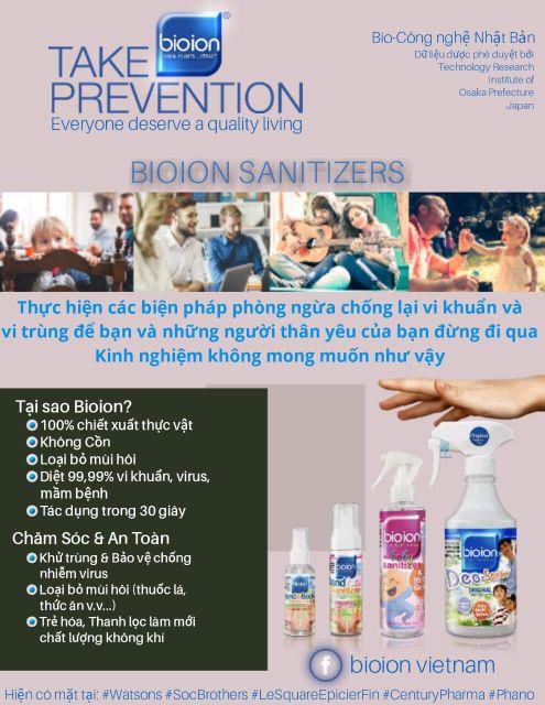 Chai Xịt Rửa Tay Và Toàn Thân Diệt Khuẩn Sinh Học Bioion Hand Sanitizer Malaysia 60ml