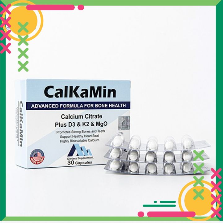 Calkamin - Bổ sung Canxi và Vitamin D3, K2 giúp răng, xương chắc khỏe hộp 30 viên