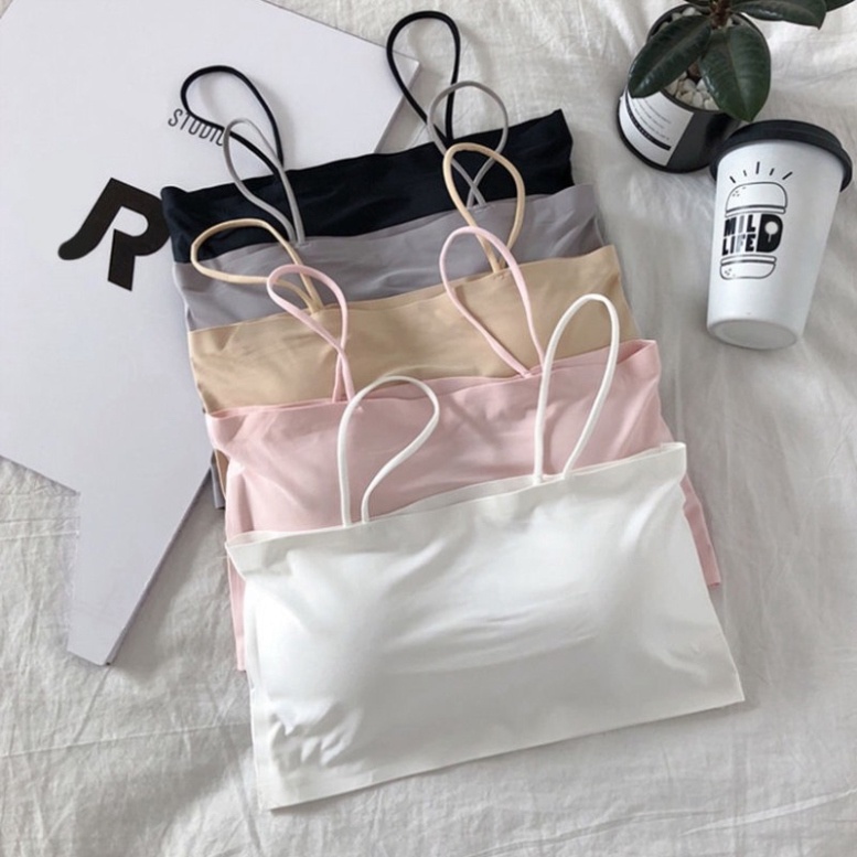 Áo Bra Nữ Quây 2 Dây Su Trơn Đệm Mỏng Dáng Ôm Bao Mát Mịn Freesize &lt;55kg