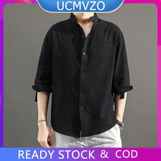 UCMVZO Áo Sơ Mi Nam Tay 3/4 Màu Đen size M-5XL(1020)