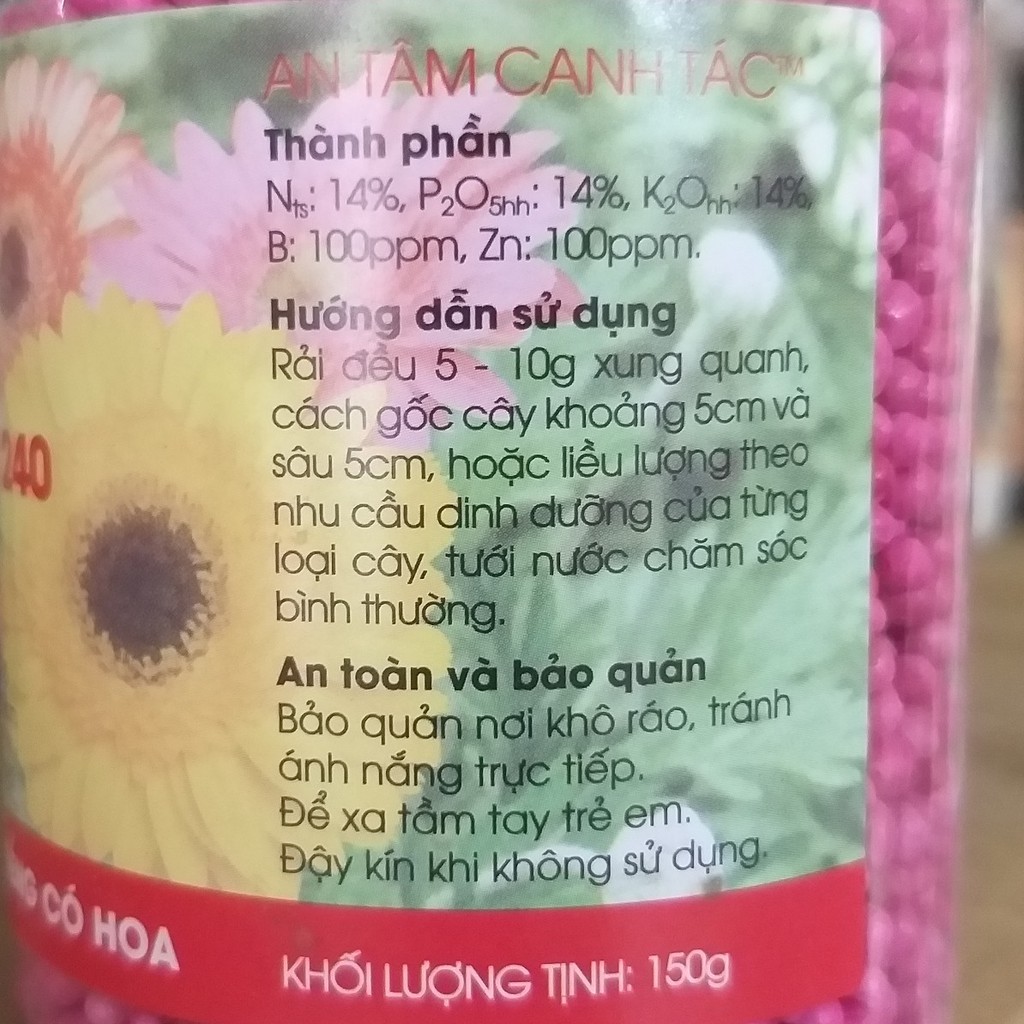 Phân RYNAN 240 (150g), Phân Tan Chậm Thông Minh NPK 14-14-14+TE dùng cho hoa lan, cây kiểng