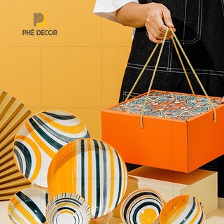 Bộ bát đĩa hoa văn cao cấp BD36 Phê Decor