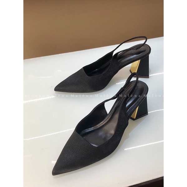 Giày slingback Malena mũi nhọn dáng đế xéo cao 7cm