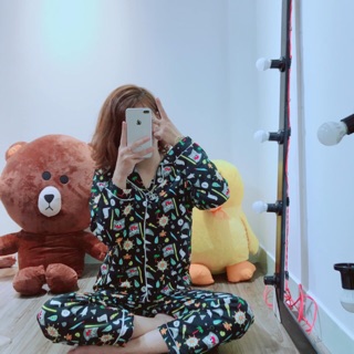 Đồ bộ pijama kate thái loại 1 mặc nhà tay dài quần dài